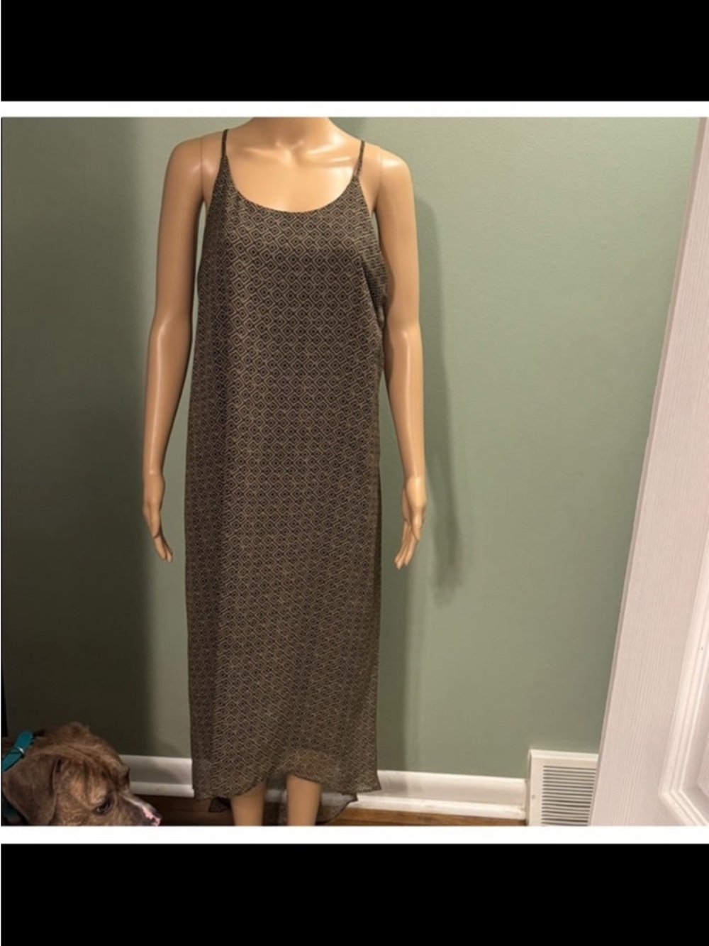Old Navy Brown Geometric Midi Slip Dress